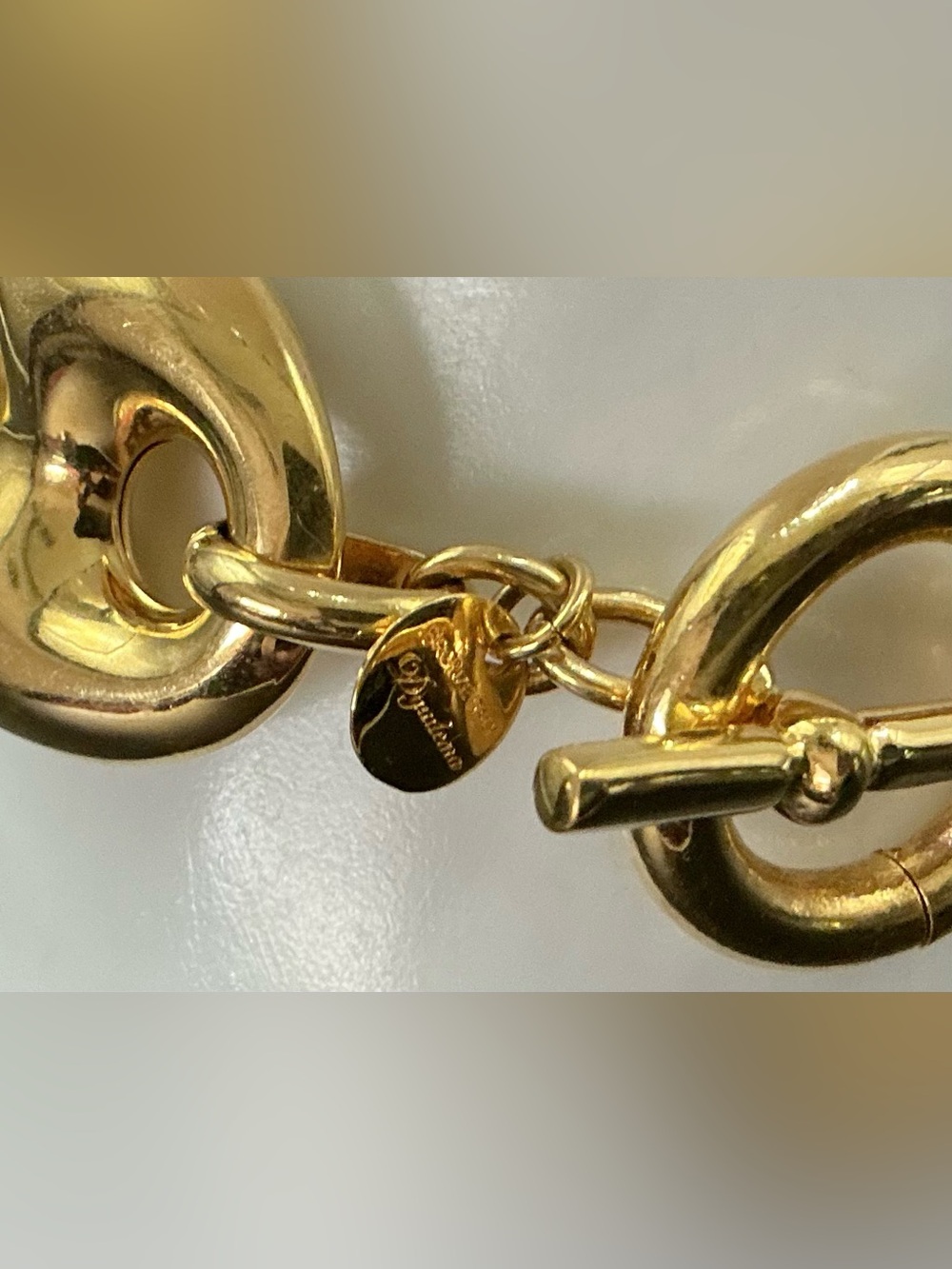 DYADEMA POLISHED GOLD TONE CHINKY LINK STATEMENT BRACELET - Picture 3 of 3